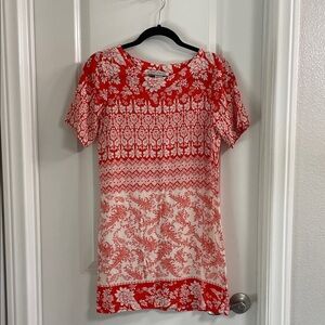 Novella Royale Red and White Floral Short Sleeve Dress